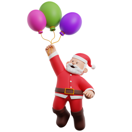 Papá Noel sosteniendo globos  3D Illustration