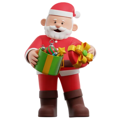 Santa claus con regalos  3D Illustration