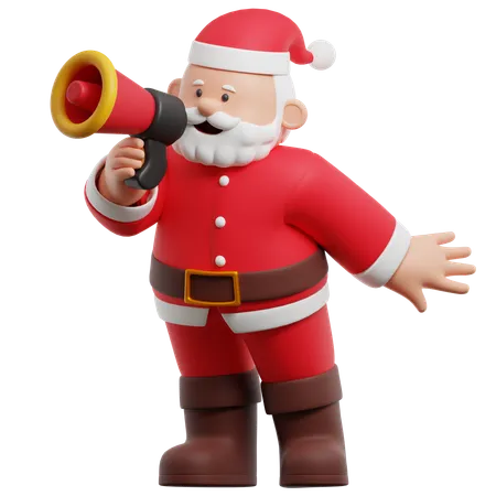 Papá Noel sosteniendo megáfono  3D Illustration