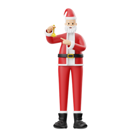 Papá Noel sosteniendo una pequeña campana  3D Icon