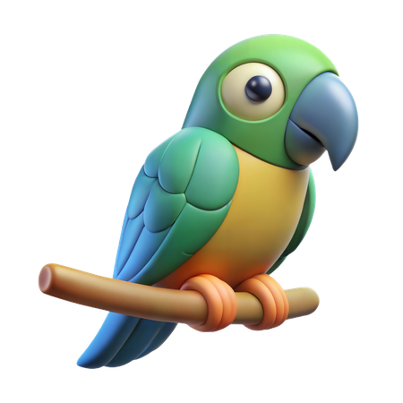 Papagei auf Ast  3D Icon