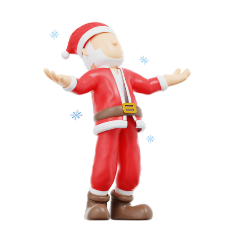 Papai Noel abre pose de ambas as mãos  3D Illustration