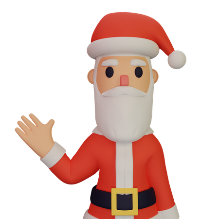 Papai Noel acenando com a mão  3D Illustration