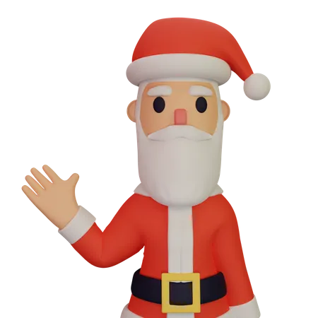 Papai Noel acenando com a mão  3D Illustration