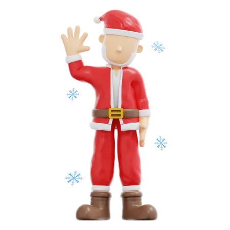 Papai Noel acenando com a mão direita  3D Illustration