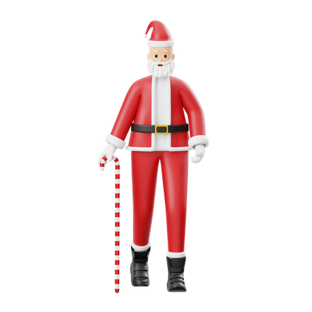 Papai Noel anda com uma bengala  3D Illustration