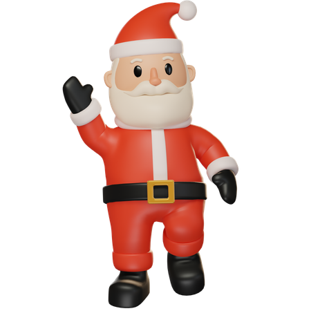 Papai Noel andando e acenando com a mão  3D Icon