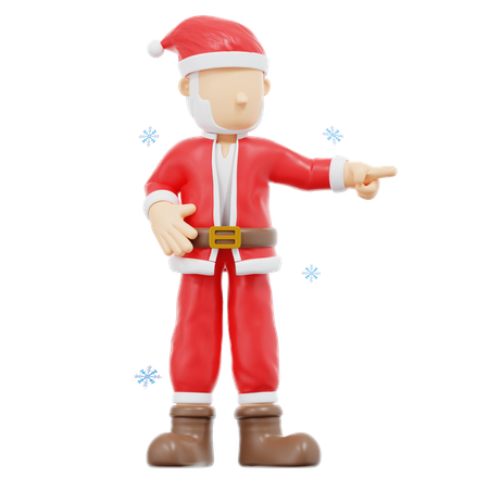 Papai Noel apontando para a pose esquerda  3D Illustration