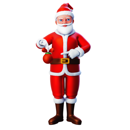 Papai Noel apontando para a lâmpada de Natal  3D Illustration