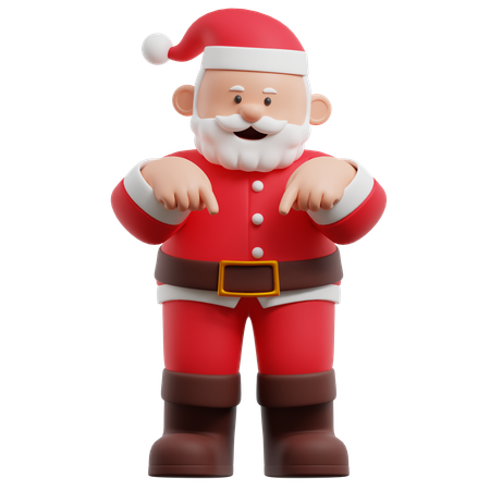 Papai noel apontando para baixo  3D Illustration