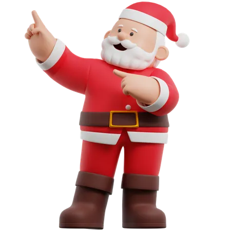 Papai noel apontando para cima  3D Illustration