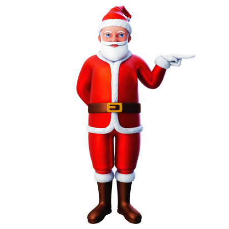 Papai Noel apontando para o lado direito com a mão direita  3D Icon