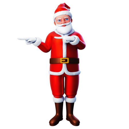 Papai Noel apontando para o lado esquerdo usando as duas mãos  3D Icon