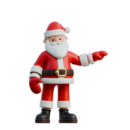 Papai Noel apontando para um lado  3D Illustration