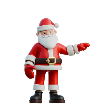 Papai Noel apontando para um lado  3D Illustration