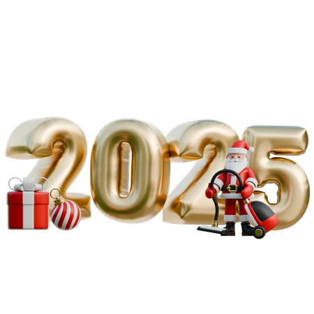 Papai Noel aspirando por volta de 2025  3D Illustration