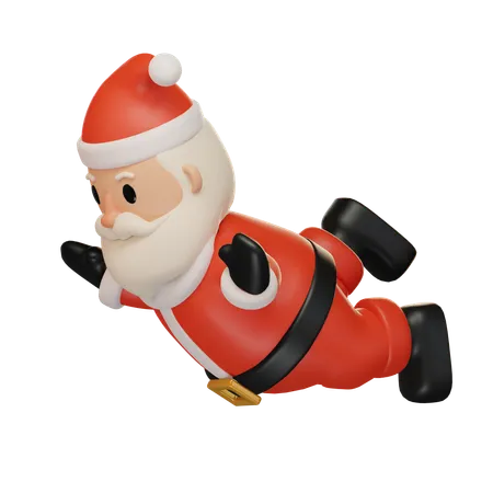 Papai Noel caindo  3D Illustration