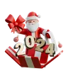 Papai Noel cobrindo 2024 com papel de embrulho