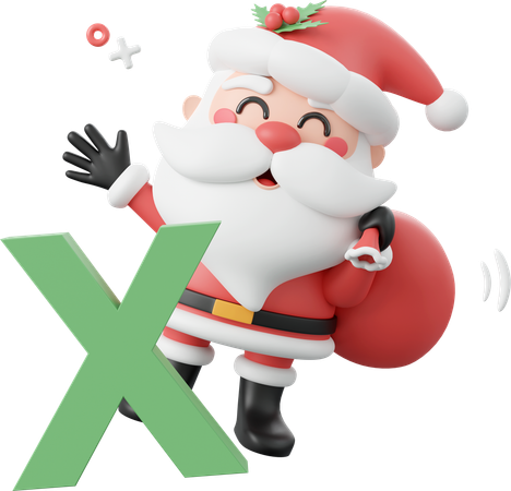 Papai noel com alfabeto x  3D Icon