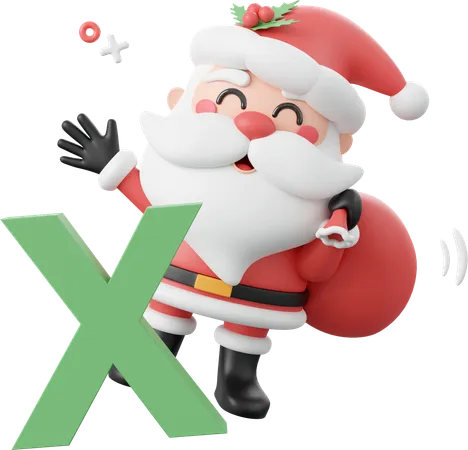 Papai noel com alfabeto x  3D Icon