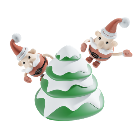 Papai noel com árvore de natal  3D Icon