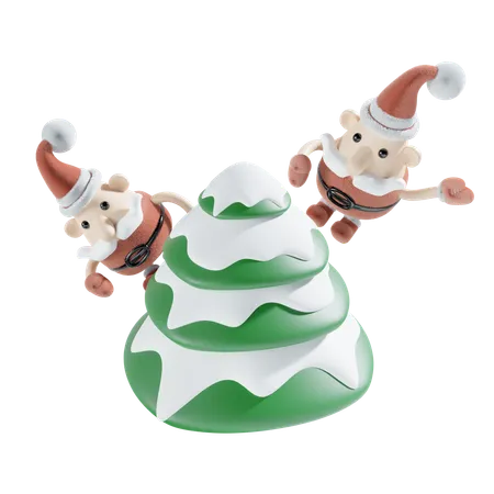 Papai noel com árvore de natal  3D Icon