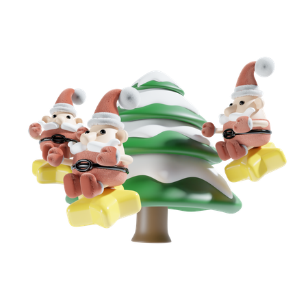 Papai noel com árvore de natal  3D Icon