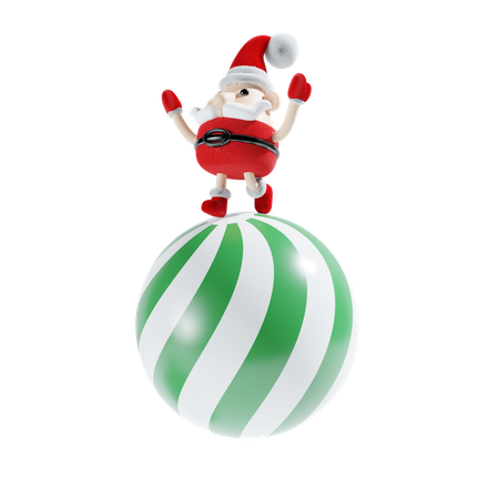 Papai noel com bola de decoração  3D Illustration