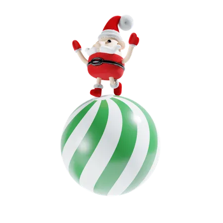 Papai noel com bola de decoração  3D Illustration