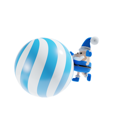 Papai noel com bola de decoração  3D Illustration
