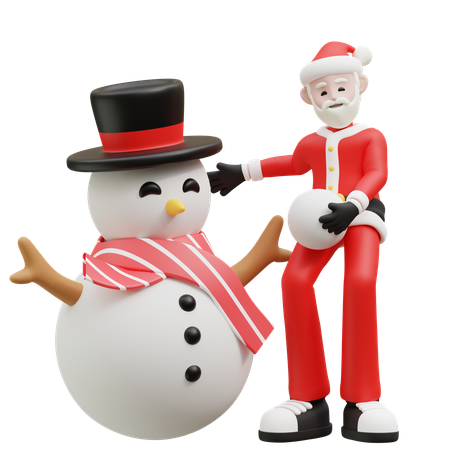 Papai noel com boneco de neve  3D Illustration