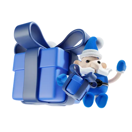 Papai Noel com caixa de presente  3D Illustration
