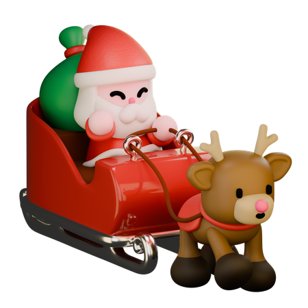 Papai noel com carruagem  3D Icon