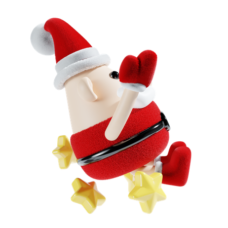 Papai noel com estrela  3D Illustration