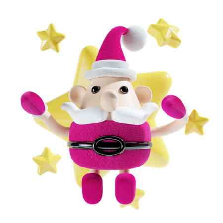 Papai noel com estrela  3D Illustration