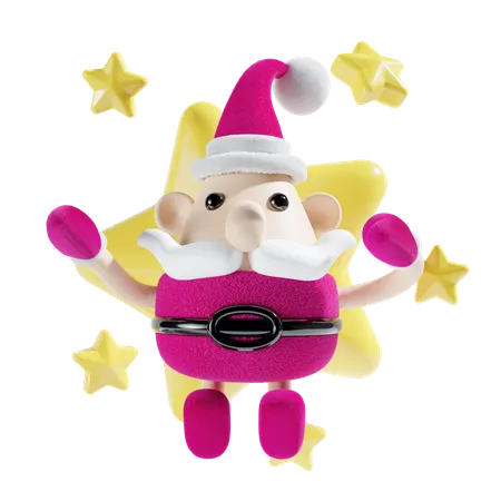 Papai noel com estrela  3D Illustration