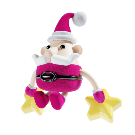 Papai noel com estrela  3D Illustration