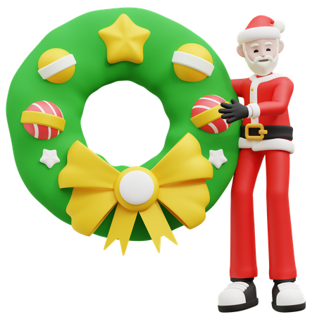 Papai Noel com guirlandas  3D Illustration