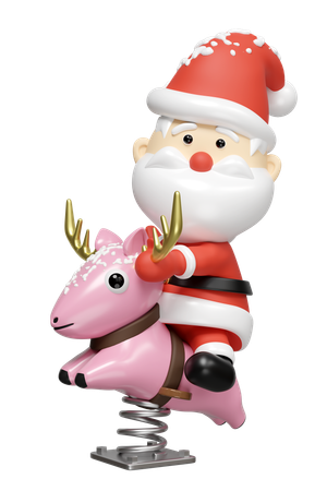 Papai Noel com playground  3D Illustration