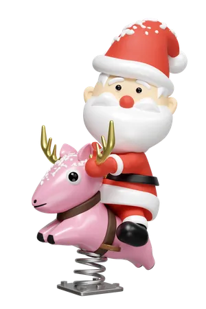 Papai Noel com playground  3D Illustration