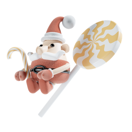 Papai noel com pirulito  3D Icon