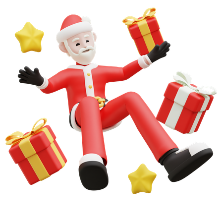 Papai noel com presentes  3D Illustration