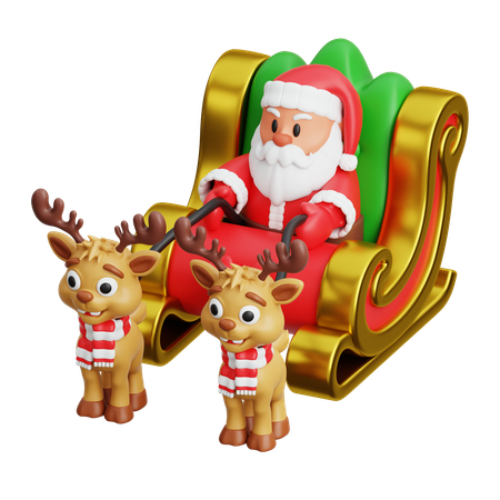 Papai noel com renas  3D Icon