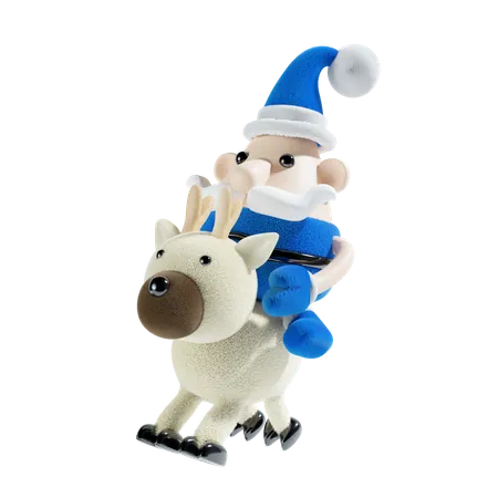 Papai Noel Com Tema Azul 3D Illustration