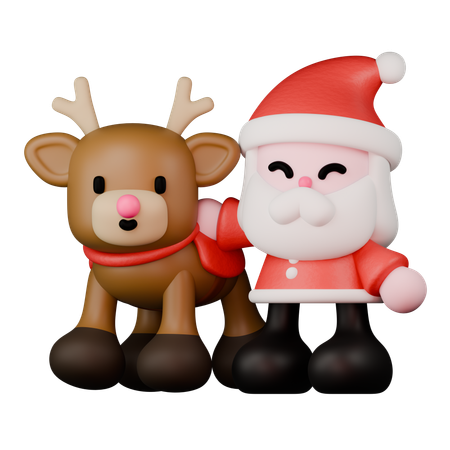 Papai noel com renas  3D Icon