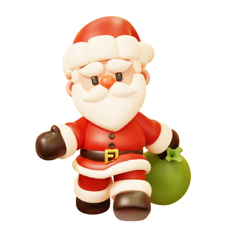 Papai noel com sacola de presente  3D Icon