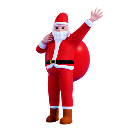 Papai Noel com sacola de presente  3D Illustration