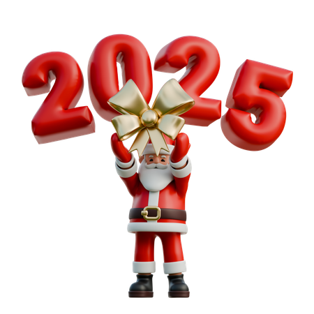 Papai Noel com uma fita gigante em 2025  3D Illustration