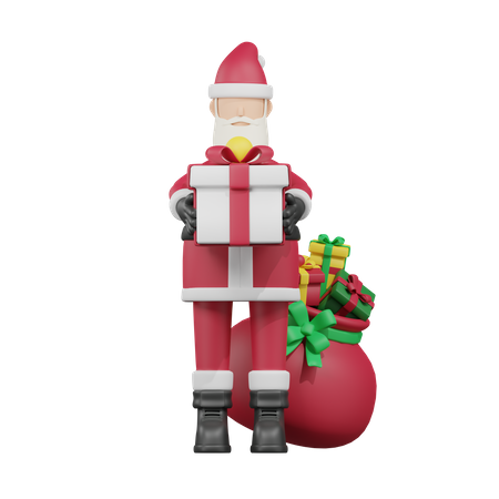 Papai Noel dá presentes  3D Illustration