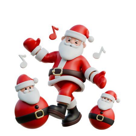 Papai Noel dançando com alegria  3D Illustration